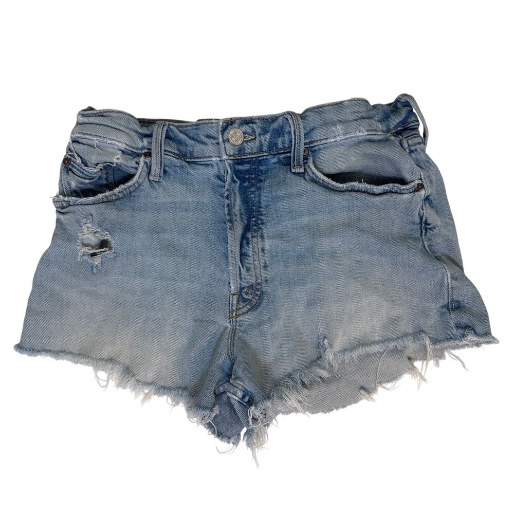 Mother Tom Cat Cut Offs Denim Blue Jean Shorts Womens 28 Light Wash Raw Hem